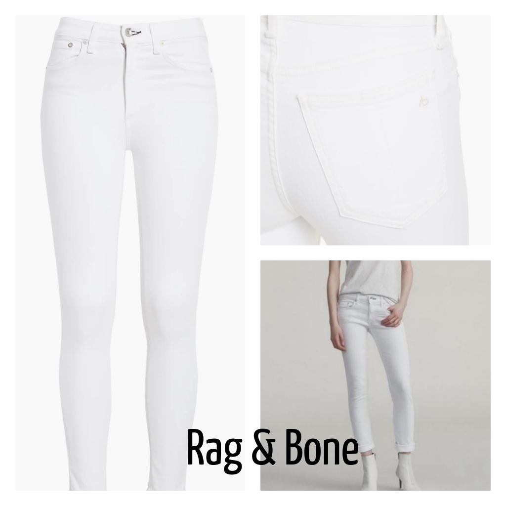 Rag & Bone New York Aged White 10 Inch Classic Skinny Jeans